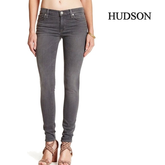 HUDSON Krista Super Skinny Jeans 5-Pocket Dungaree Denim Pants Mid-rise, Grey - Picture 1 of 13